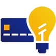 Illustration of light bulb partially overlapping a Visa chip card.