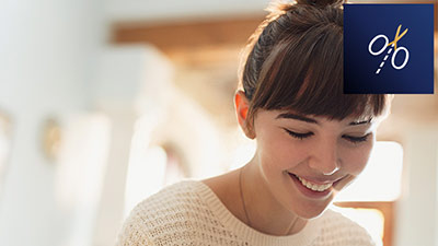 women smiling looking down