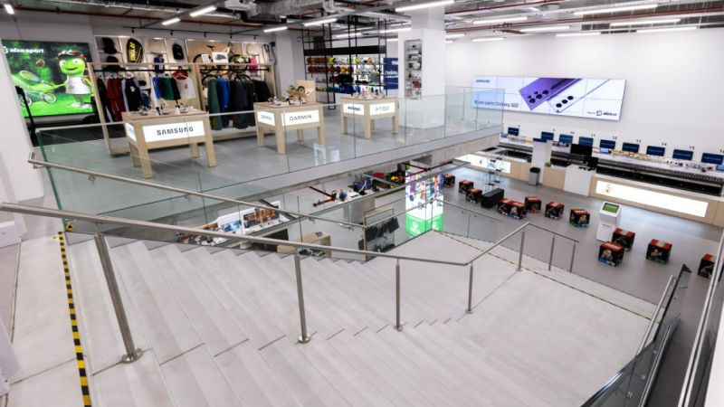 stairs on a electronics and sports products shop